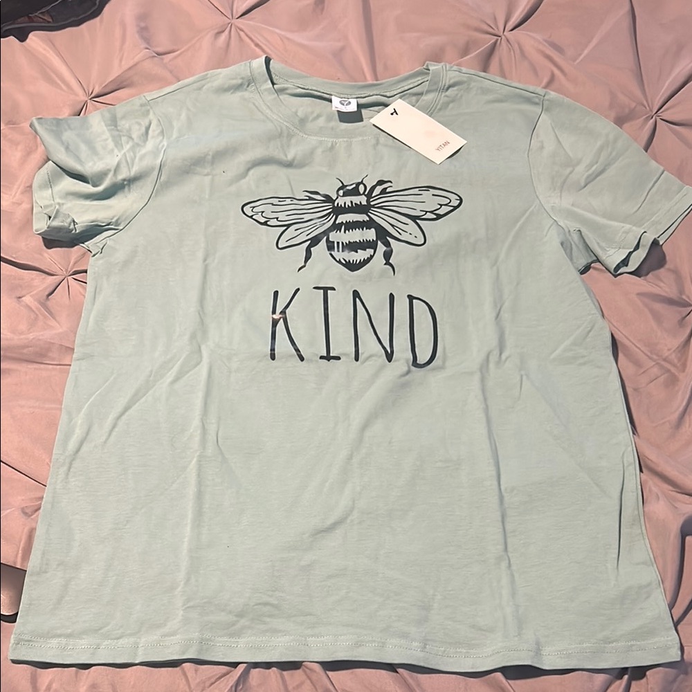 Kids Mint Green Bee Graphic T-Shirt
